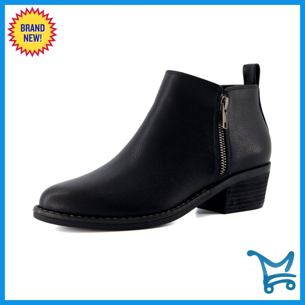 Low Heel Ankle Boots with Memory Foam, Side Zipper, Wide Widths Available